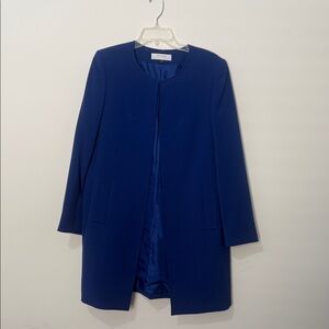 Tahari fully lined long bright blue jacket, size 12